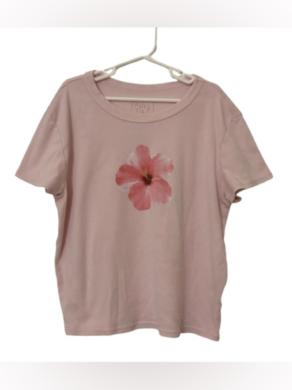 Full Tilt Pink Floral Baby Tee Y2K Womens Size Small